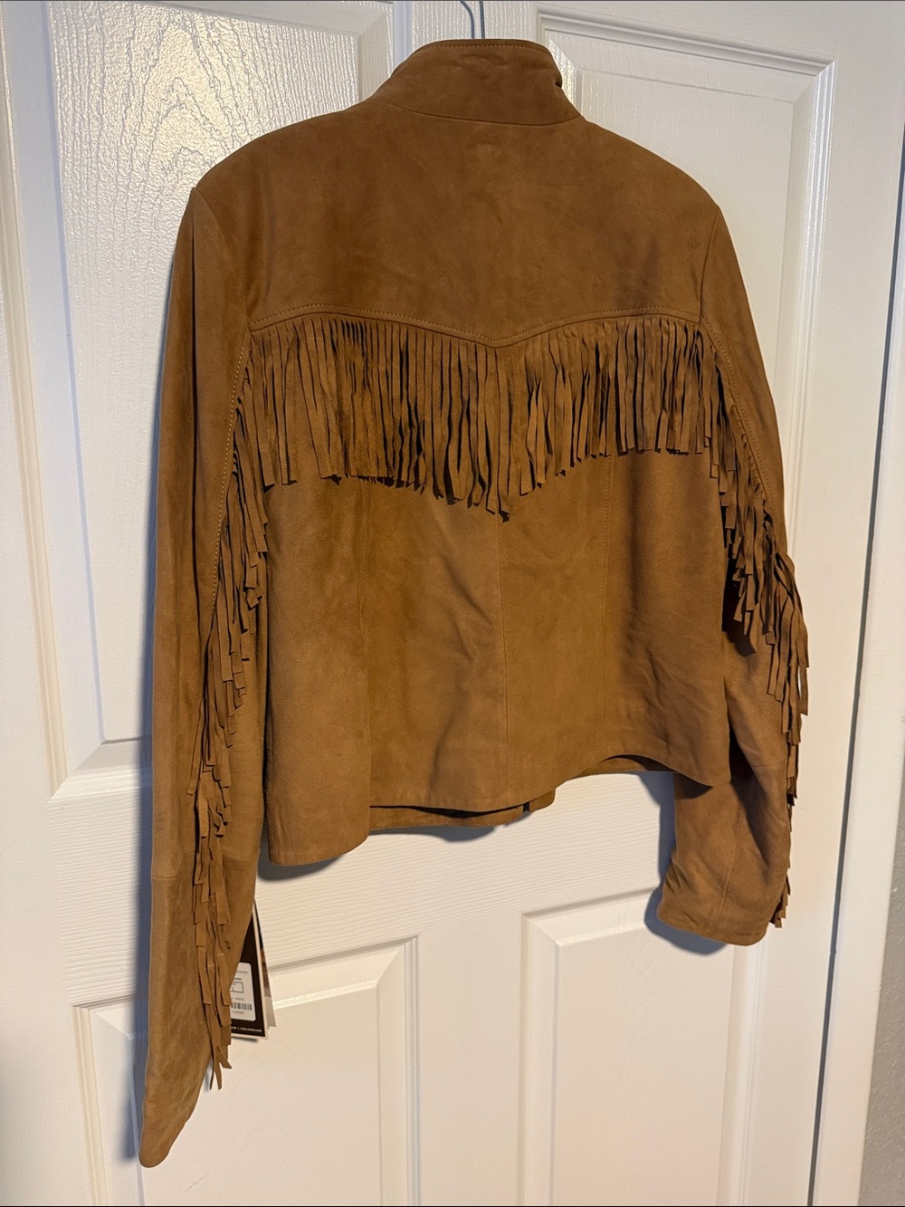 Overland Fringed Suede Jacket - Brown/Tan size Large